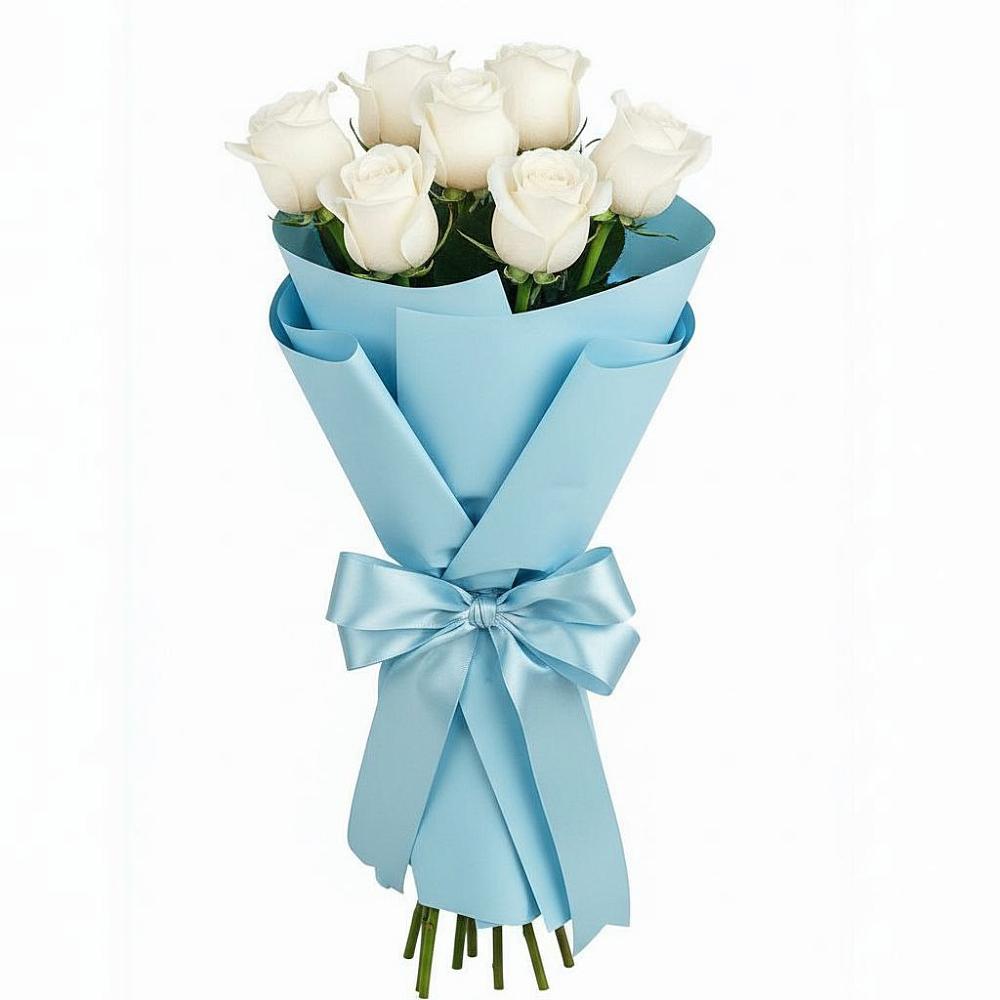 Букет 7 белых роз Проуд в Канеловской