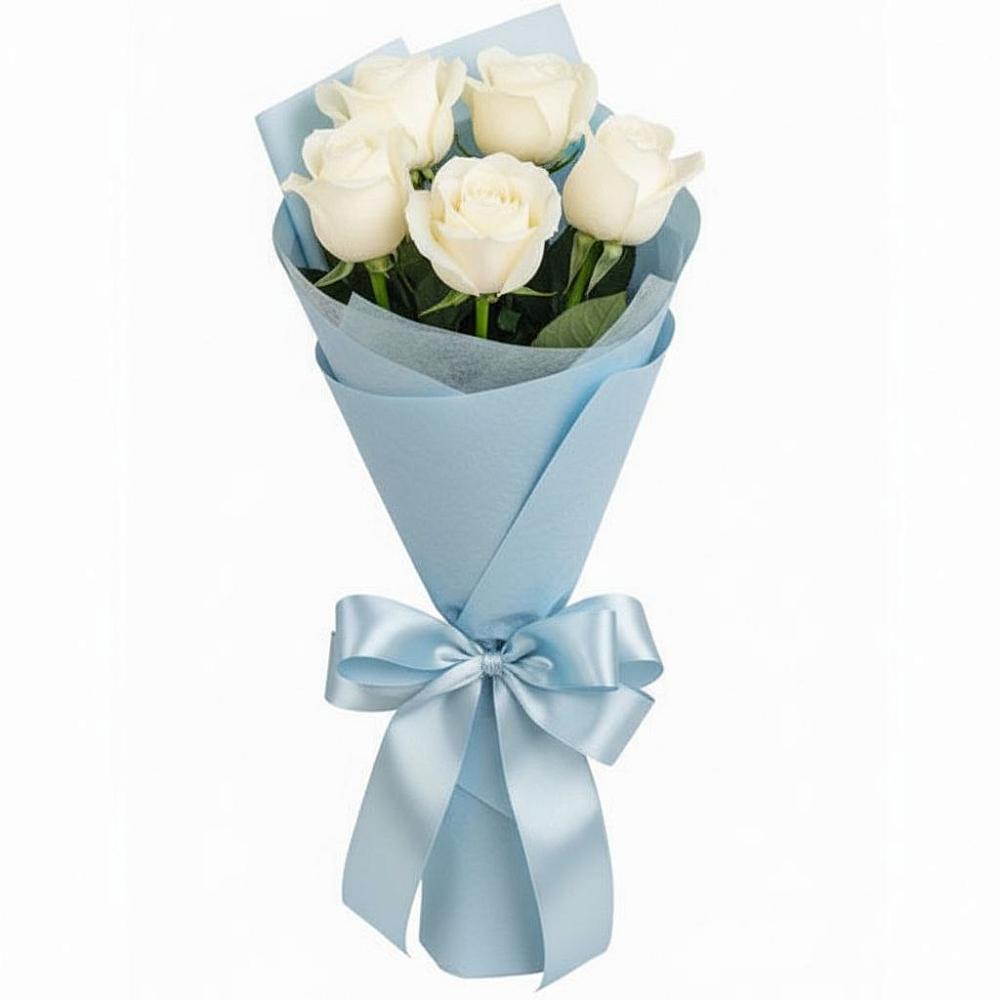 Букет 5 Белых роз Проуд в Канеловской