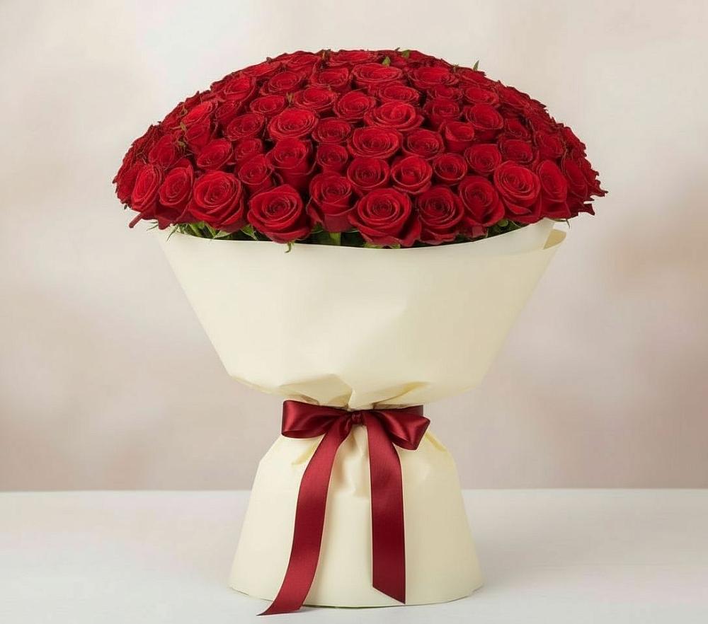 Букет 101 Красная роза Милано в Канеловской