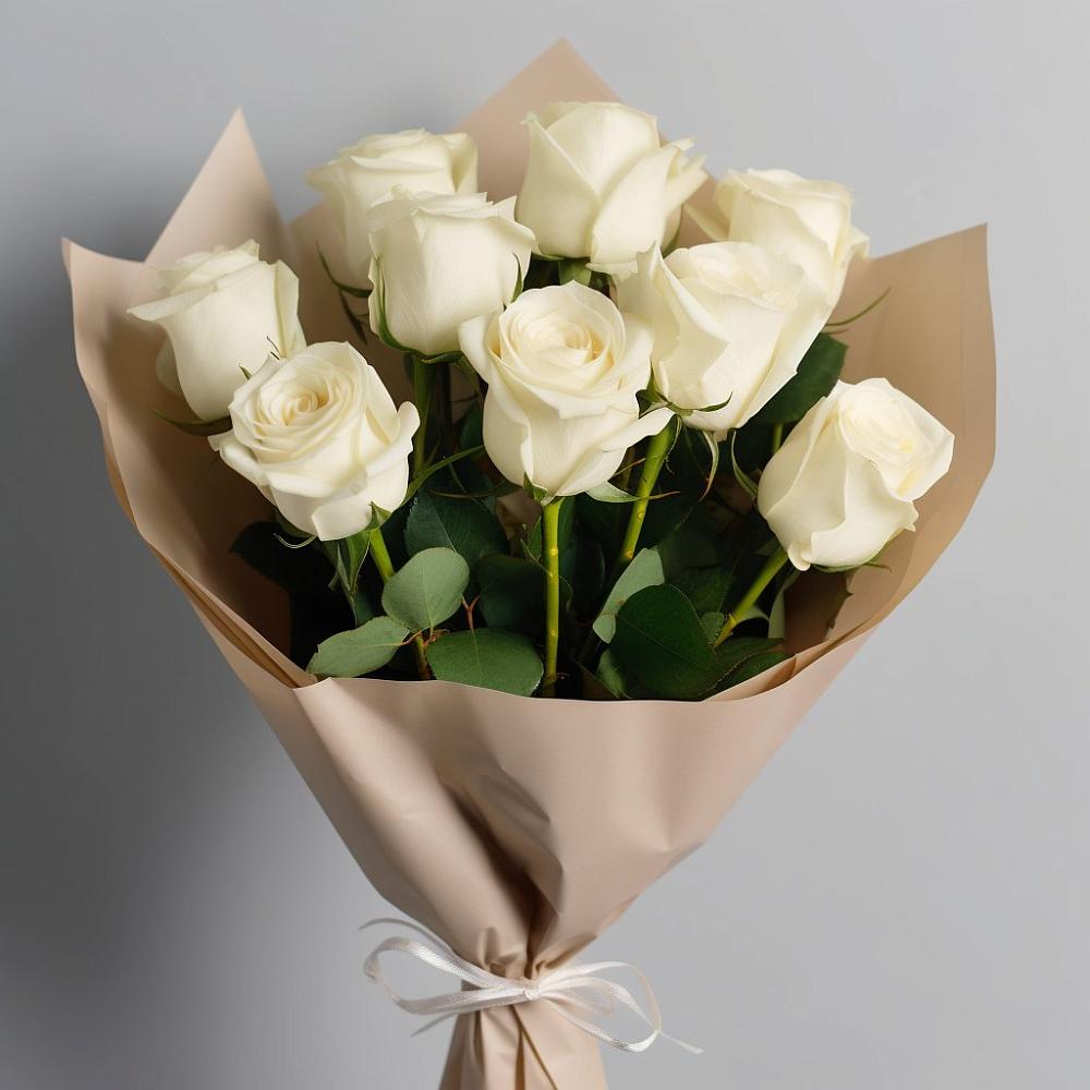 Букет 9 Белых роз Эдлесс Лав в Канеловской