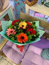 Букет цветов из:  Герберы, Хризантемы и Альстромерии #REPLACE_PRED# Канеловской