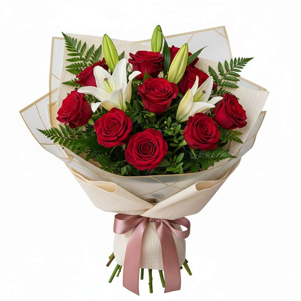 Букет цветов из: Лилии и Розы в Канеловской