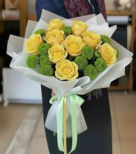 Букет цветов из:  Хризантемы и Розы #REPLACE_PRED# Канеловской