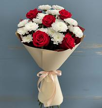 Букет цветов из:  Розы и Хризантемы в Канеловской