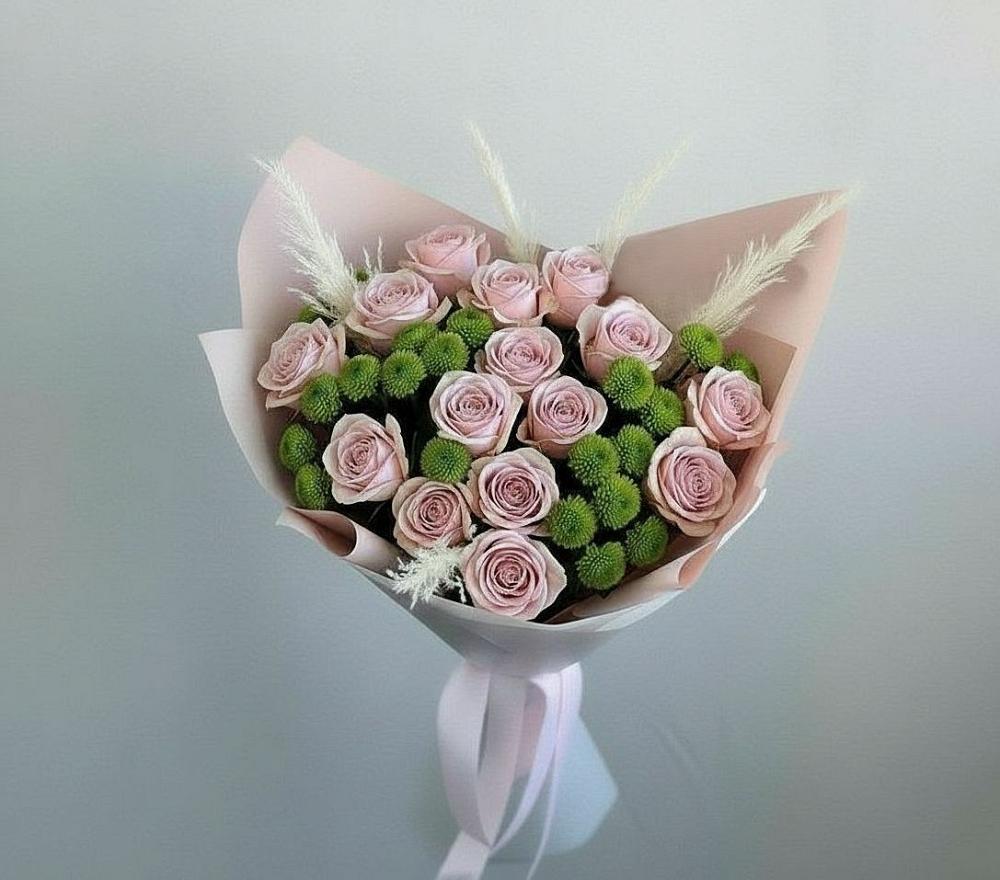 Букет цветов из: Розы и Хризантемы в Канеловской