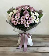 Букет цветов из:  Хризантемы и Розы #REPLACE_PRED# Канеловской