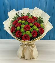 Букет цветов из:  Розы и Хризантемы в Канеловской