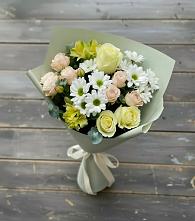 Букет цветов из:  Альстромерии, Розы и Хризантемы в Канеловской