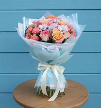 Букет цветов из:  Хризантемы и Розы в Канеловской